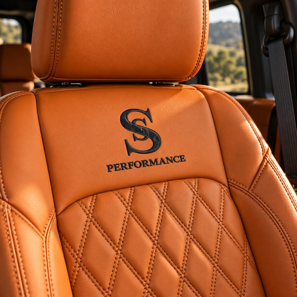 Orange leather seat
