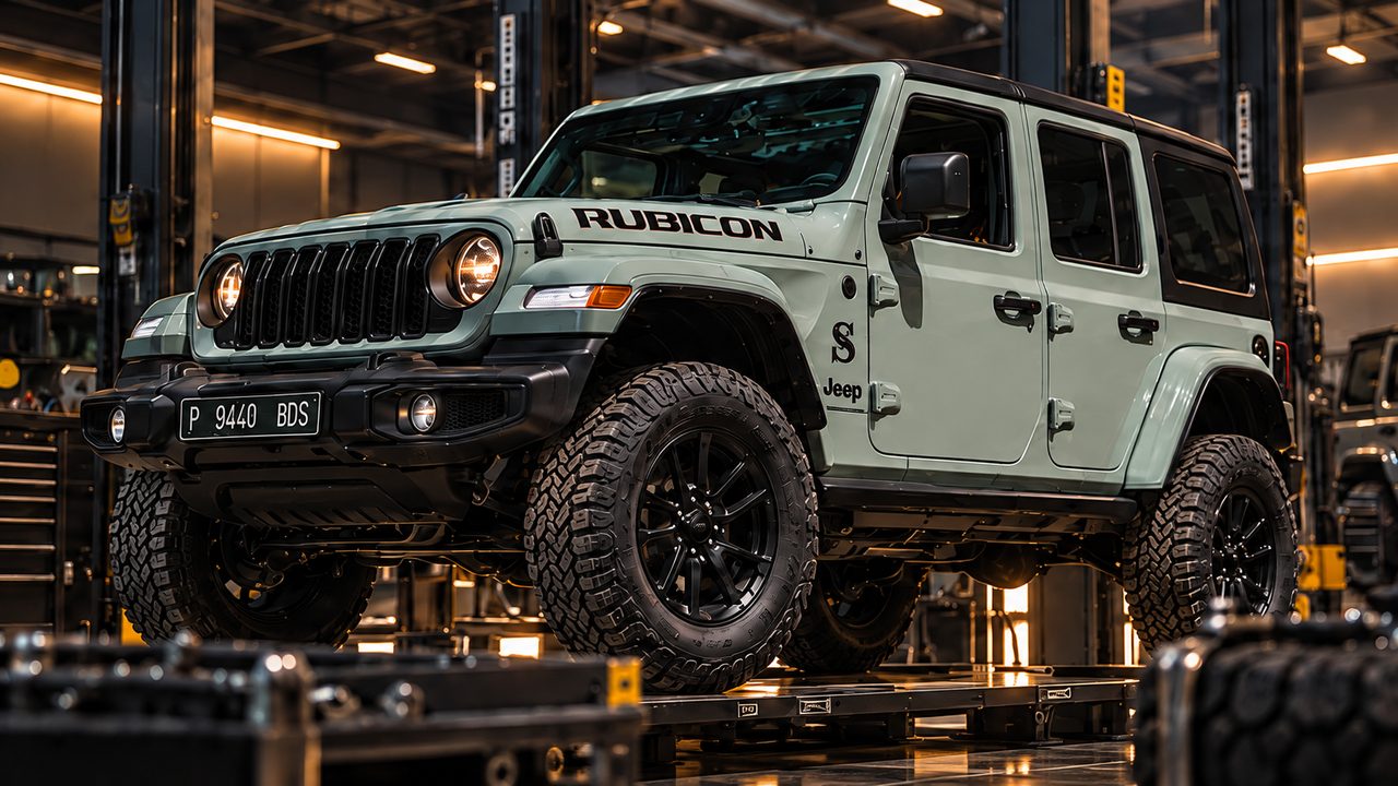 SS Performance Rubicon on a lift in the workshop